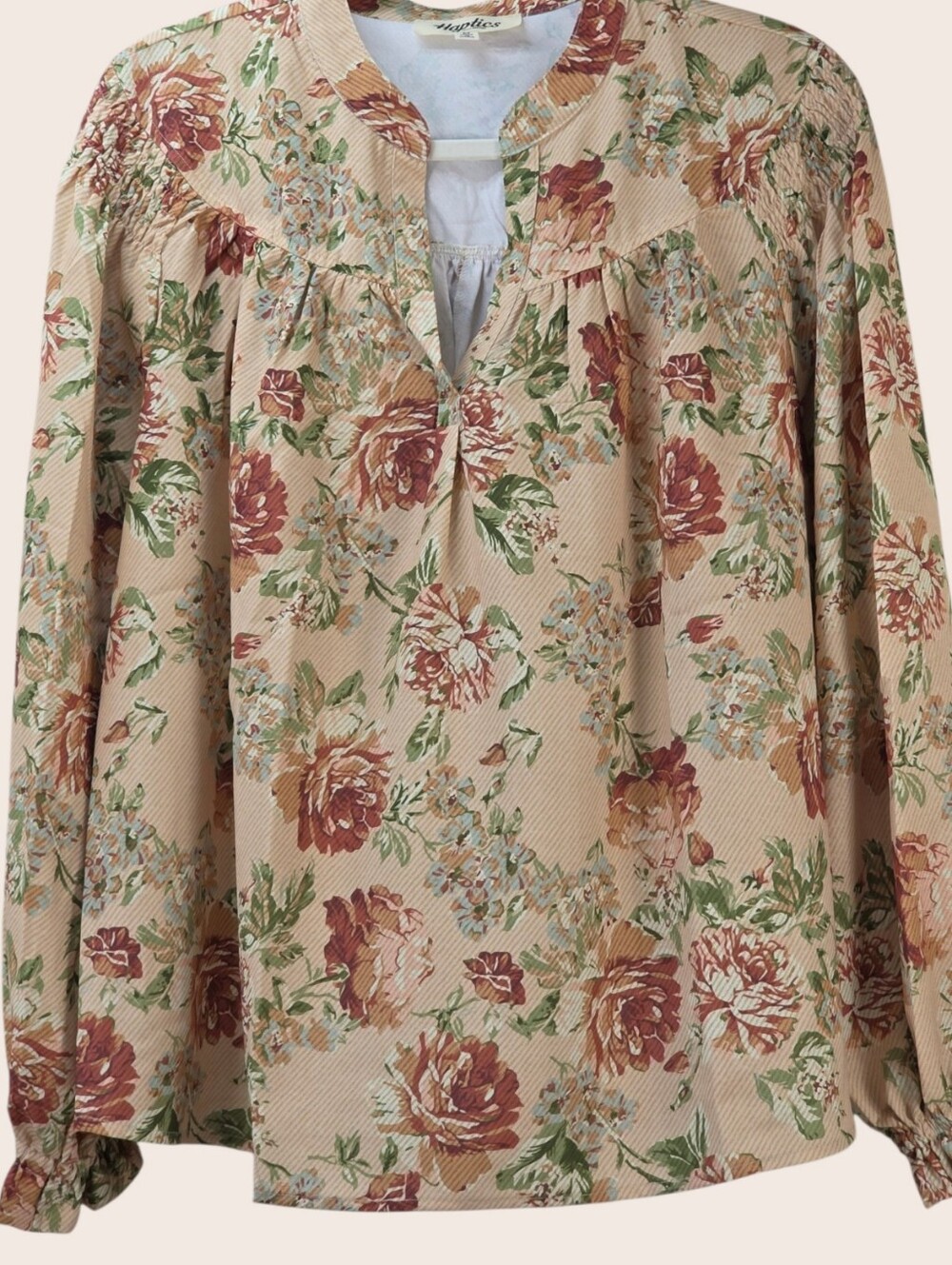 Haptics Camry Taupe Floral Blouse Medium NIP Boho Romantic Fall